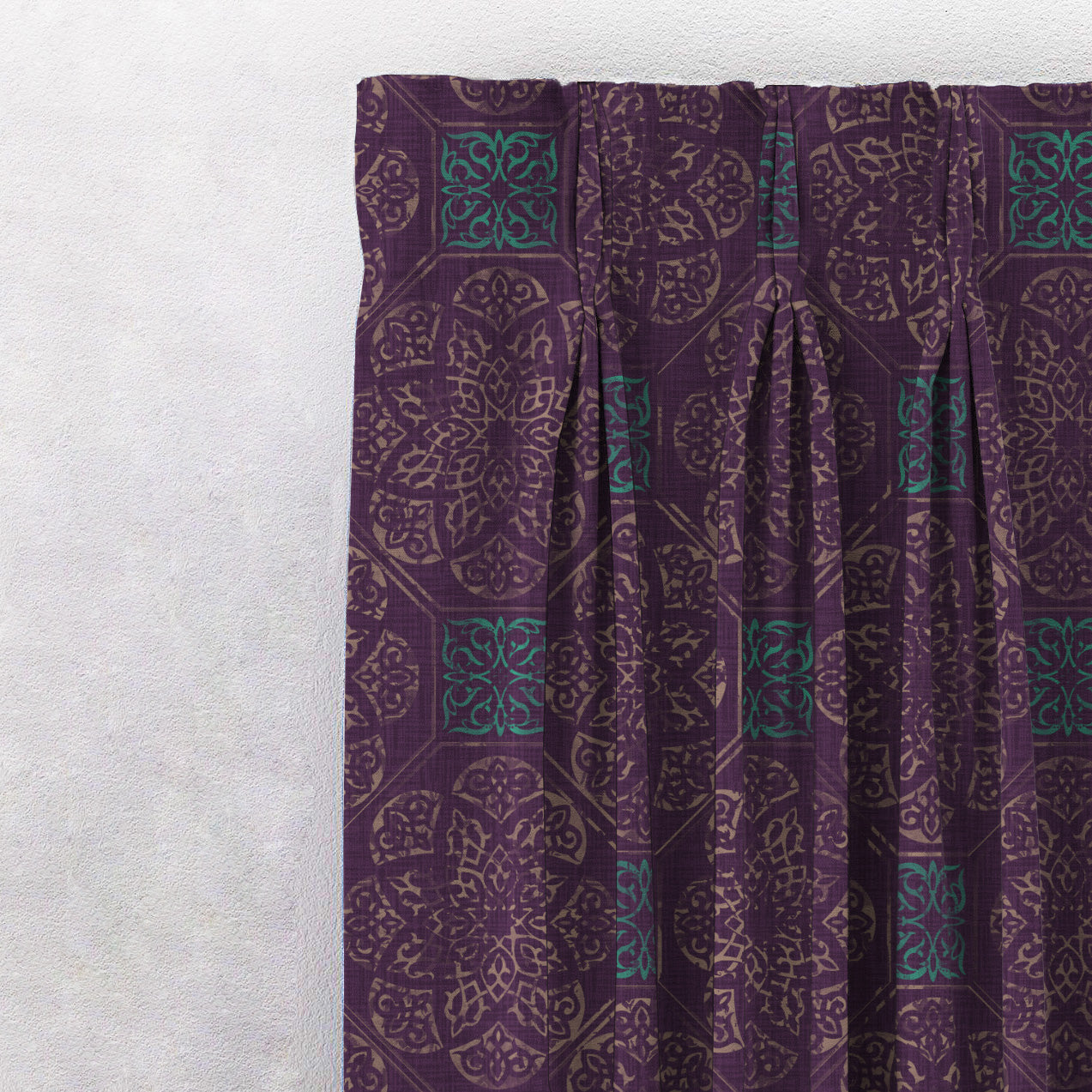 Elegent Indie Print Matt Finish Room Darkening Curtain Set of 2 MTDS518B