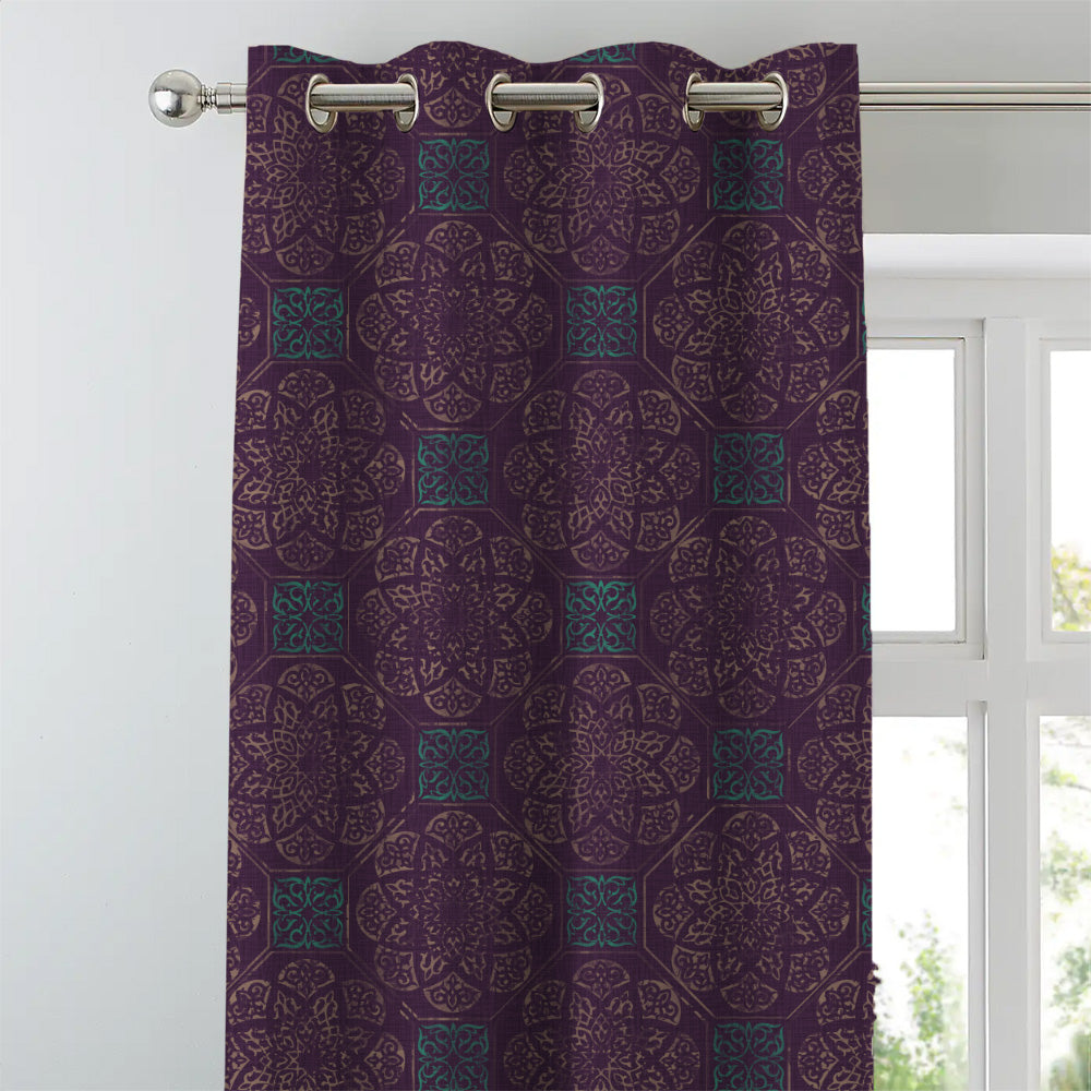 Elegent Indie Print Matt Finish Room Darkening Curtain Set of 2 MTDS518B