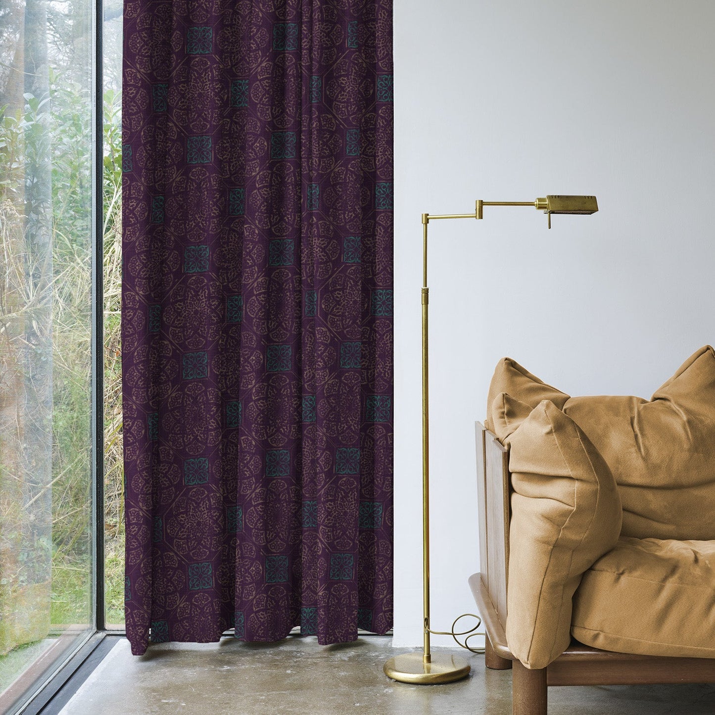 Elegent Indie Print Matt Finish Room Darkening Curtain Set of 2 MTDS518B