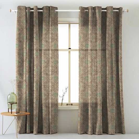 Elegent Indie Print Matt Finish Room Darkening Curtain Set of 2 MTDS518C