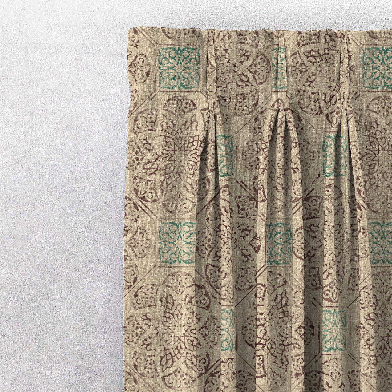 Elegent Indie Print Matt Finish Room Darkening Curtain Set of 2 MTDS518C