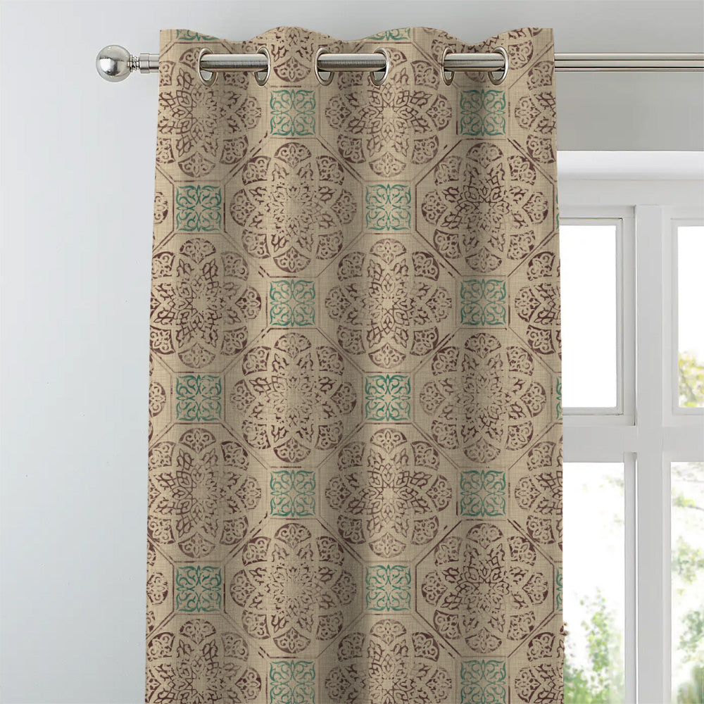 Elegent Indie Print Matt Finish Room Darkening Curtain Set of 2 MTDS518C