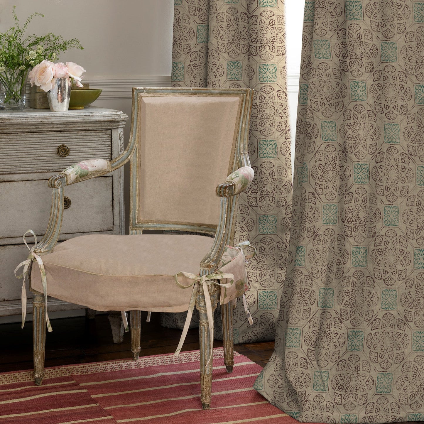 Elegent Indie Print Matt Finish Room Darkening Curtain Set of 2 MTDS518C