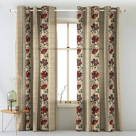 Elegent Indie Print Matt Finish Room Darkening Curtain Set of 2 MTDS519A