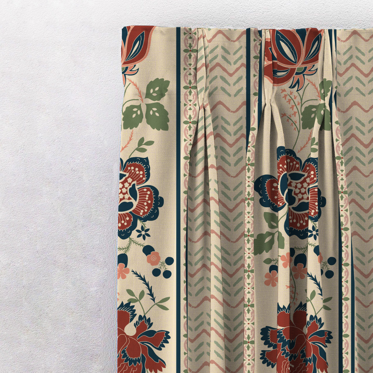 Elegent Indie Print Matt Finish Room Darkening Curtain Set of 2 MTDS519A