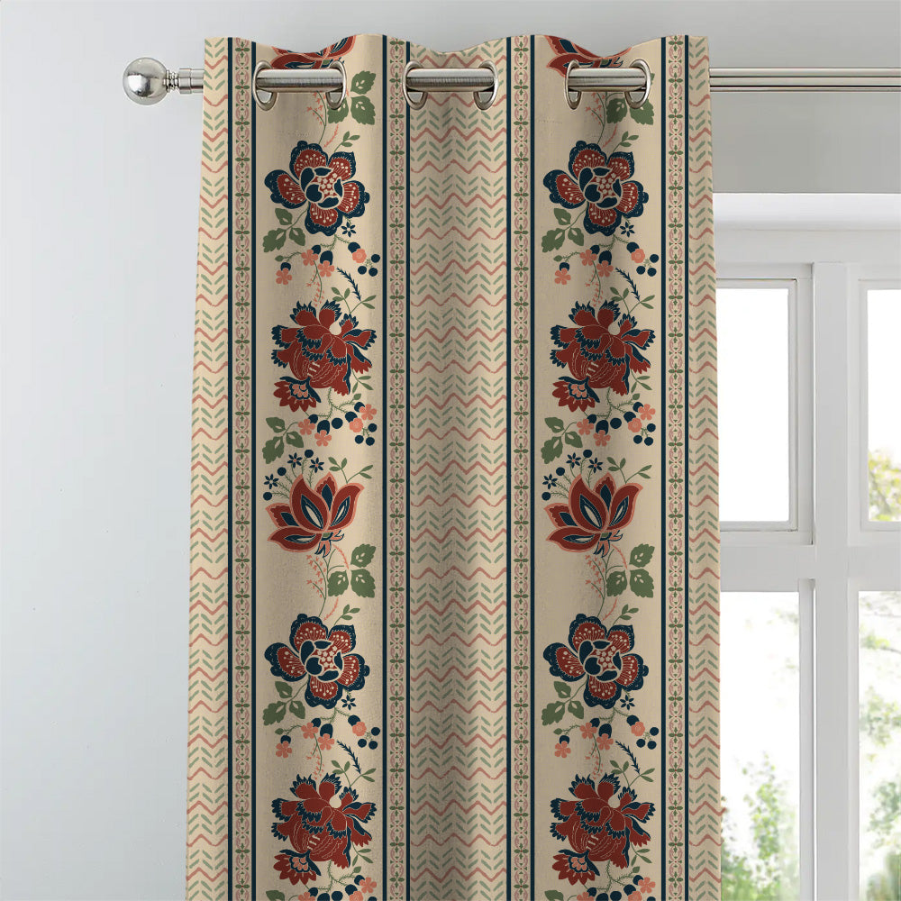 Elegent Indie Print Matt Finish Room Darkening Curtain Set of 2 MTDS519A