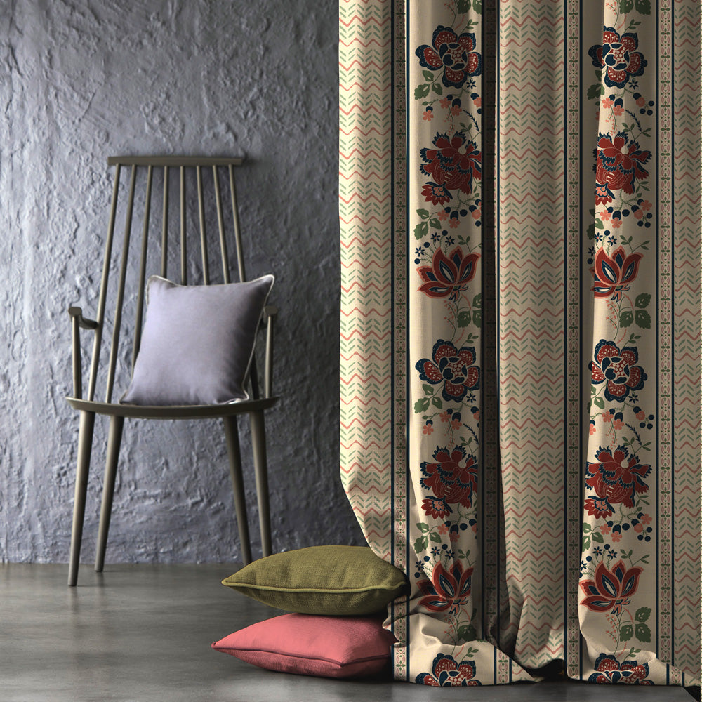 Elegent Indie Print Matt Finish Room Darkening Curtain Set of 2 MTDS519A