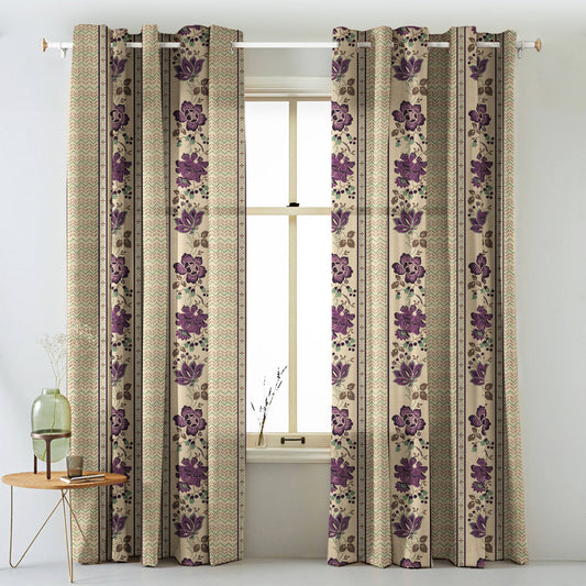Elegent Indie Print Matt Finish Room Darkening Curtain Set of 2 MTDS519B