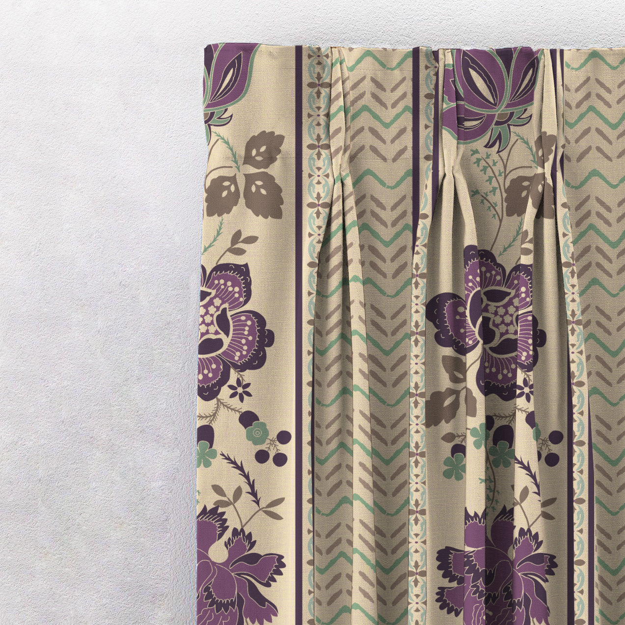 Elegent Indie Print Matt Finish Room Darkening Curtain Set of 2 MTDS519B