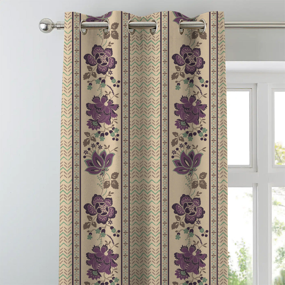 Elegent Indie Print Matt Finish Room Darkening Curtain Set of 2 MTDS519B