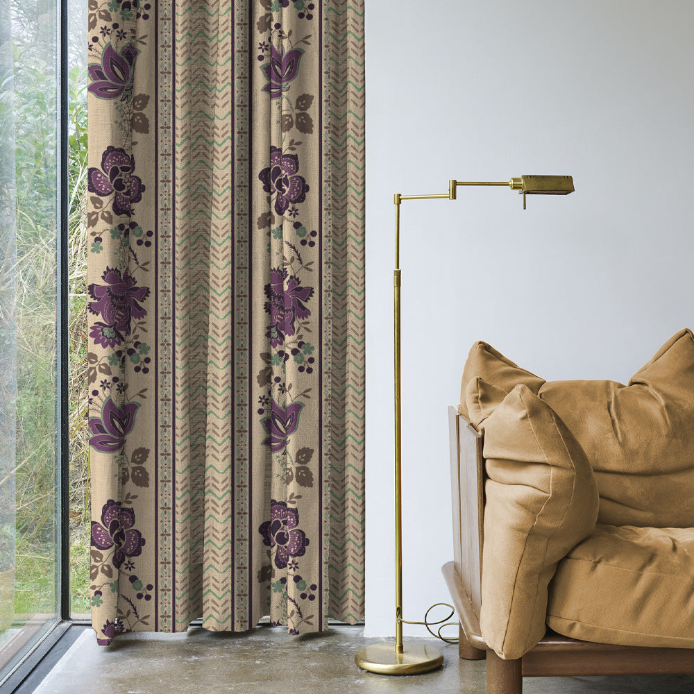 Elegent Indie Print Matt Finish Room Darkening Curtain Set of 2 MTDS519B