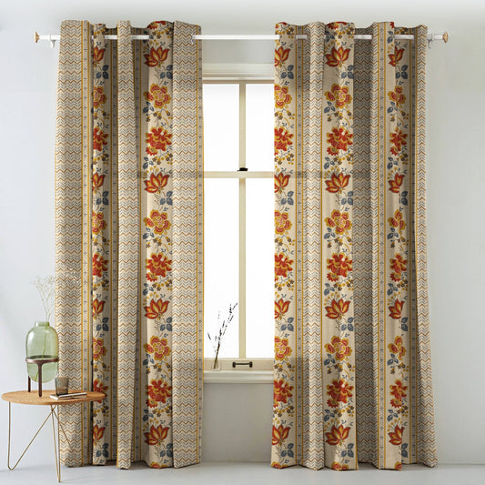 Elegent Indie Print Matt Finish Room Darkening Curtain Set of 2 MTDS519C