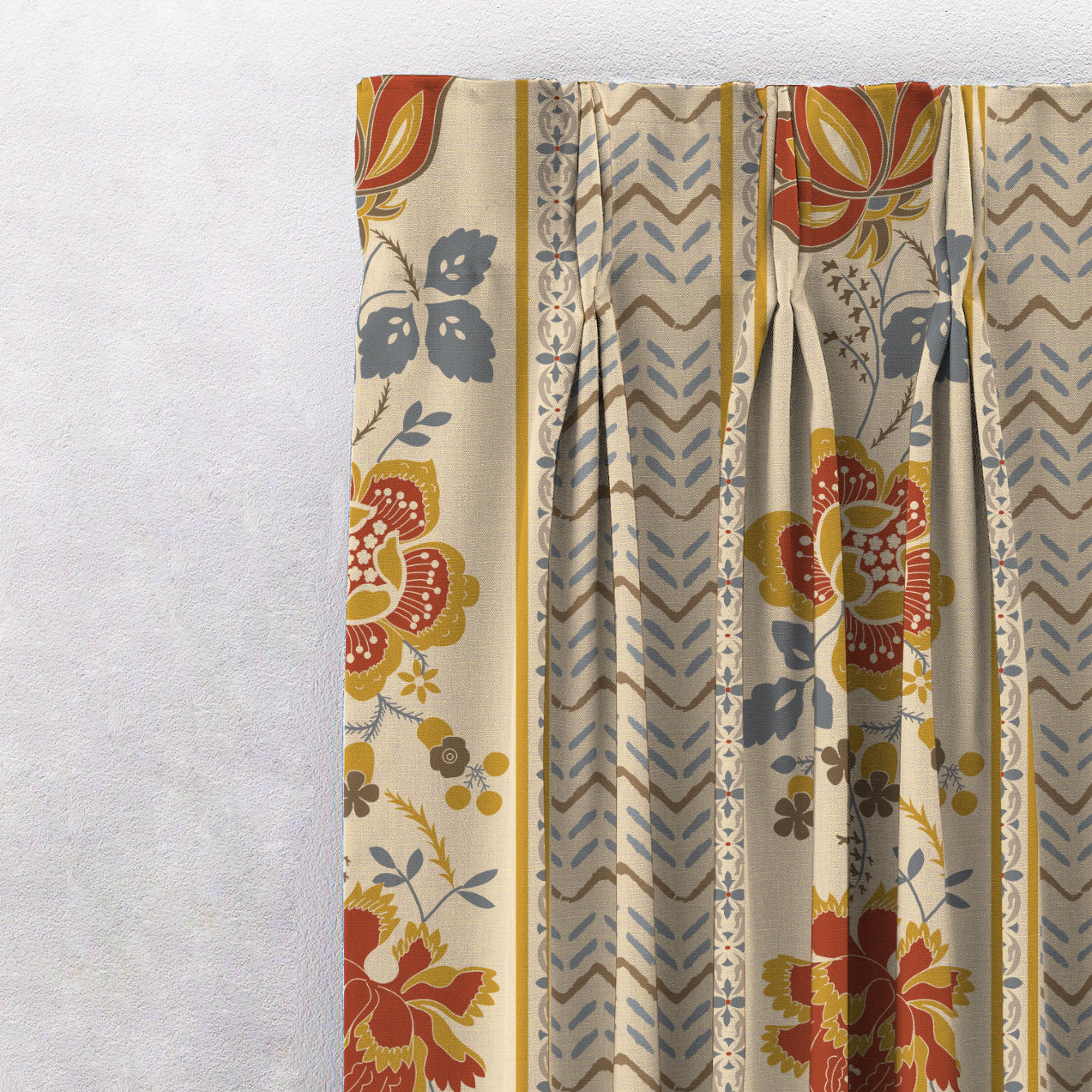 Elegent Indie Print Matt Finish Room Darkening Curtain Set of 2 MTDS519C