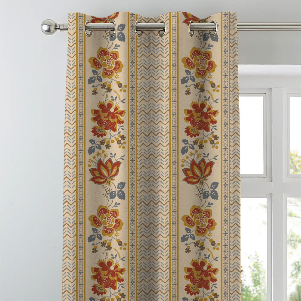 Elegent Indie Print Matt Finish Room Darkening Curtain Set of 2 MTDS519C