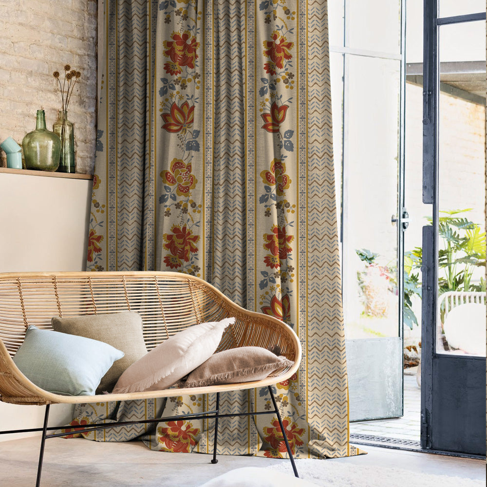 Elegent Indie Print Matt Finish Room Darkening Curtain Set of 2 MTDS519C