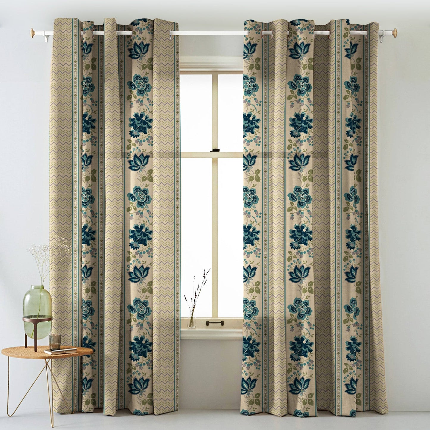 Elegent Indie Print Matt Finish Room Darkening Curtain Set of 2 MTDS519D