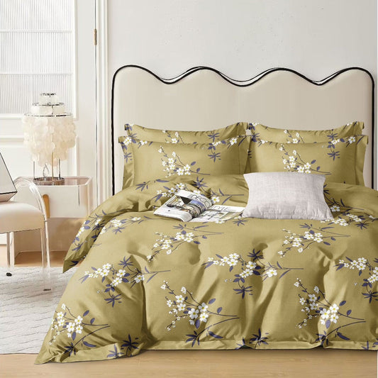 Sunny Flower 210 TC Cotton Blend Flat King Bedsheet