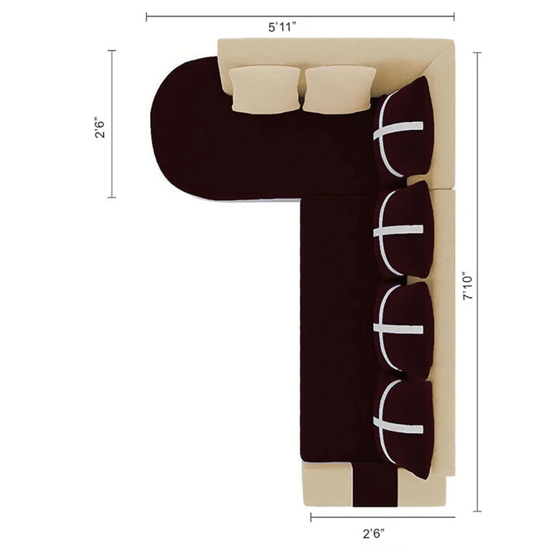 Dalton L Shape Fabric Sofa for Living Room