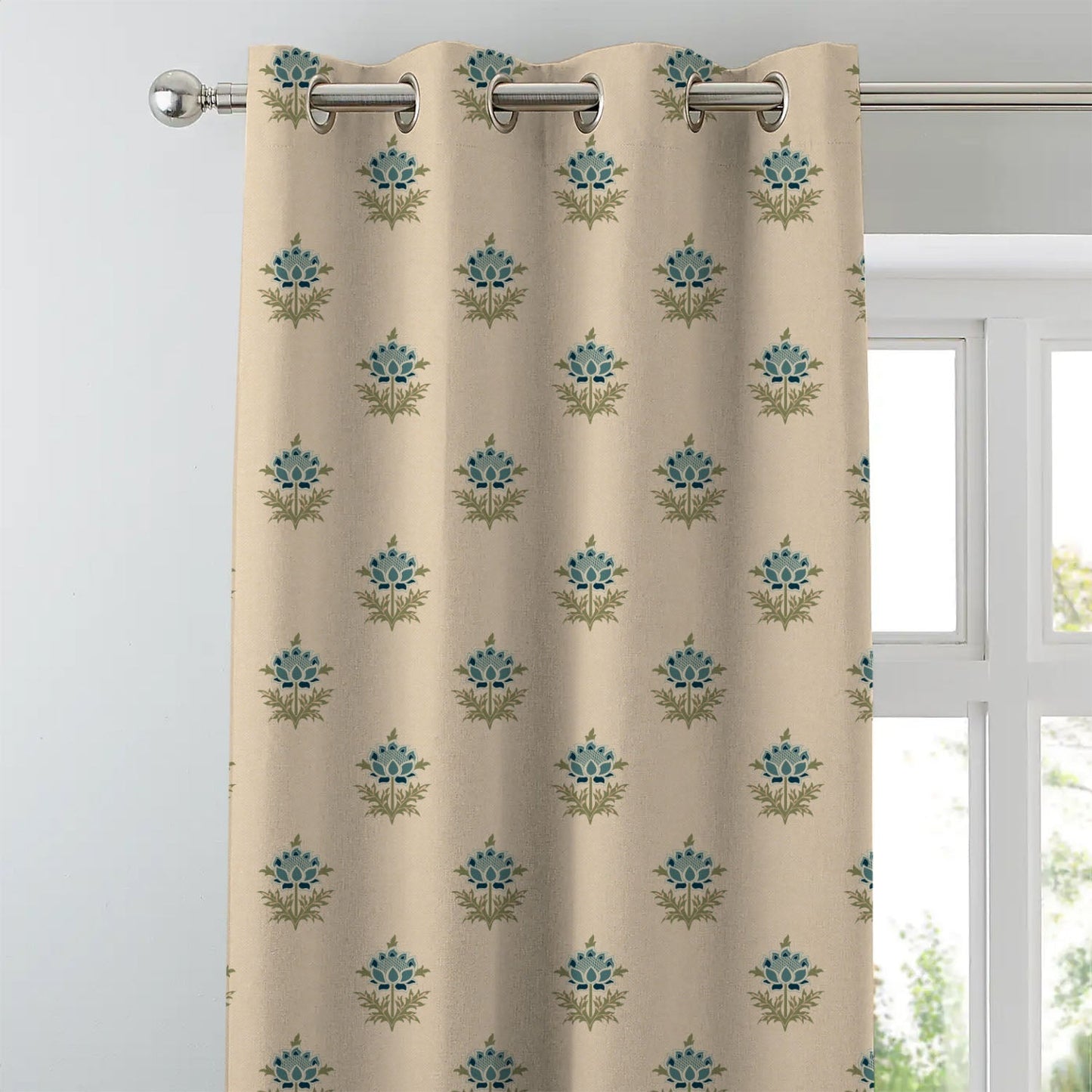 Elegant Floral Print Room Darkening Curtains- Set of 2 - DS521 D