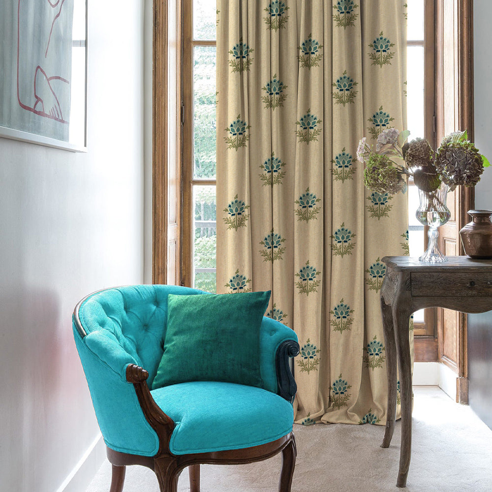 Elegant Floral Print Room Darkening Curtains- Set of 2 - DS521 D