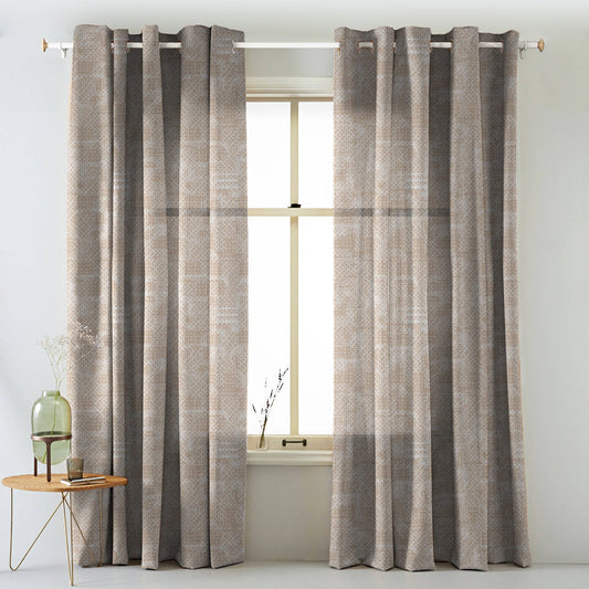 Elegent Geometric Print Matt Finish Room Darkening Curtain Set of 2 MTDS522B