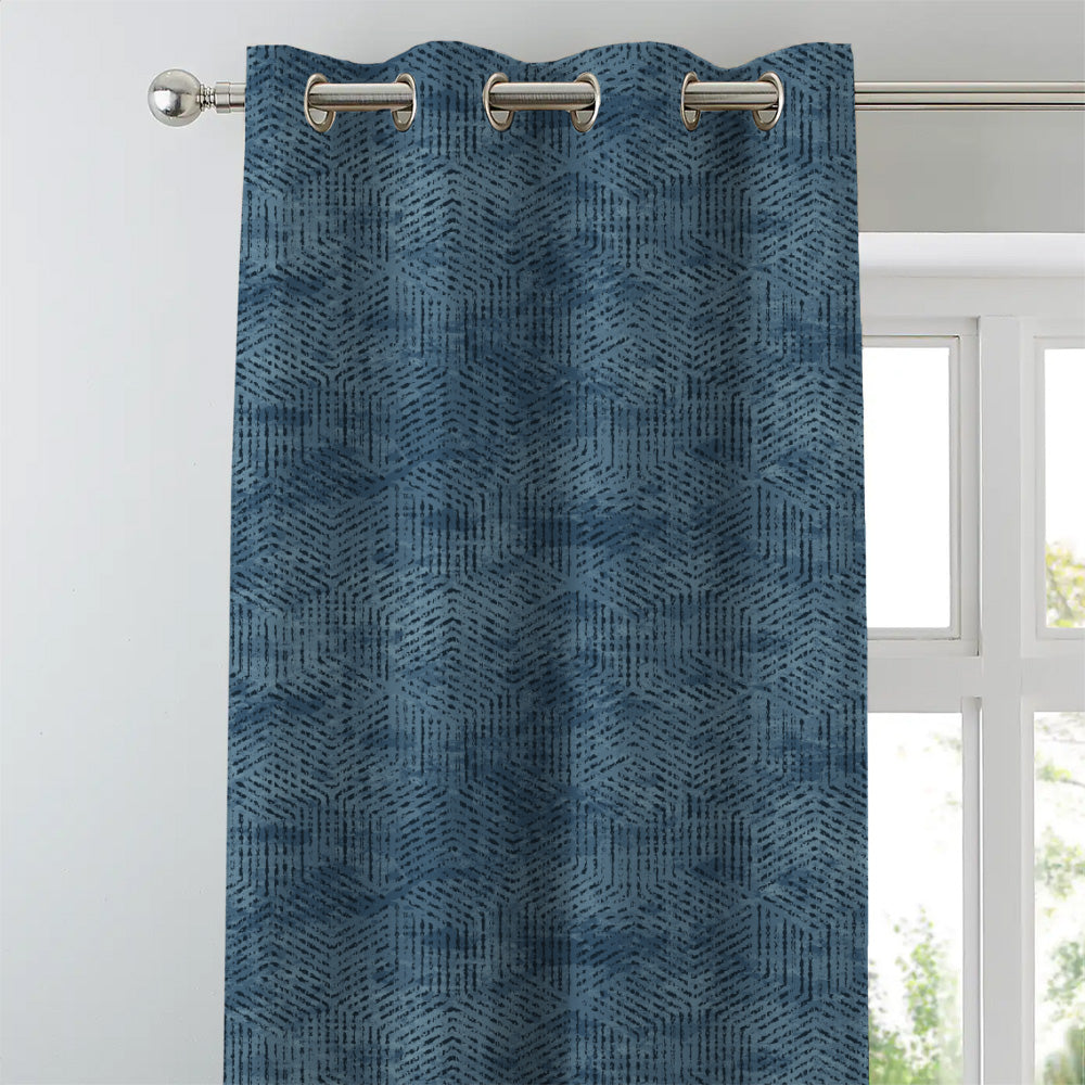 Elegent Geometric Print Matt Finish Room Darkening Curtain Set of 2 MTDS527A