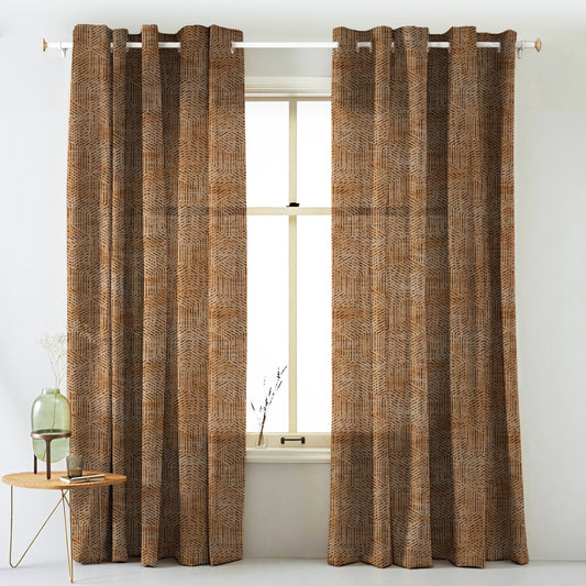 Elegent Geometric Print Matt Finish Room Darkening Curtain Set of 2 MTDS527B