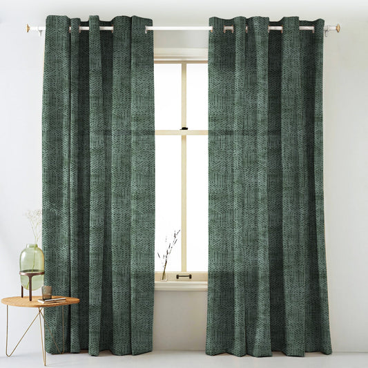 Elegent Geometric Print Matt Finish Room Darkening Curtain Set of 2 MTDS527C