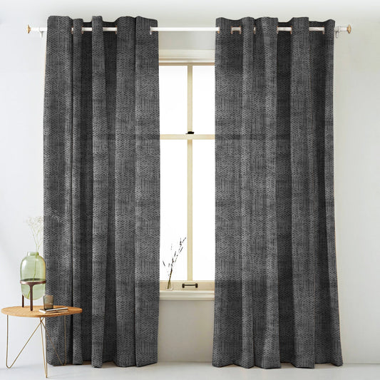 Elegent Geometric Print Matt Finish Room Darkening Curtain Set of 2 MTDS527D