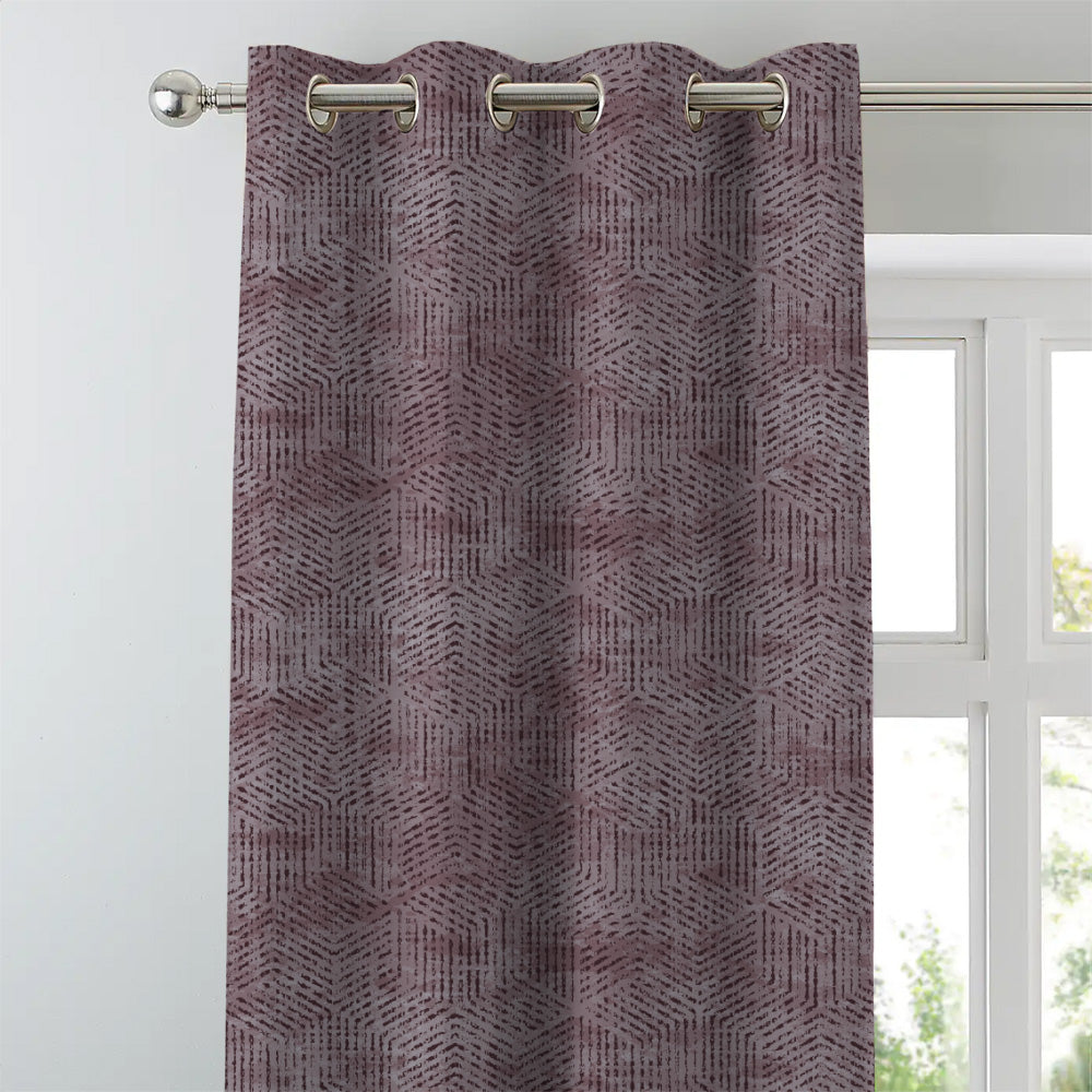 Elegent Geometric Print Matt Finish Room Darkening Curtain Set of 2 MTDS527E