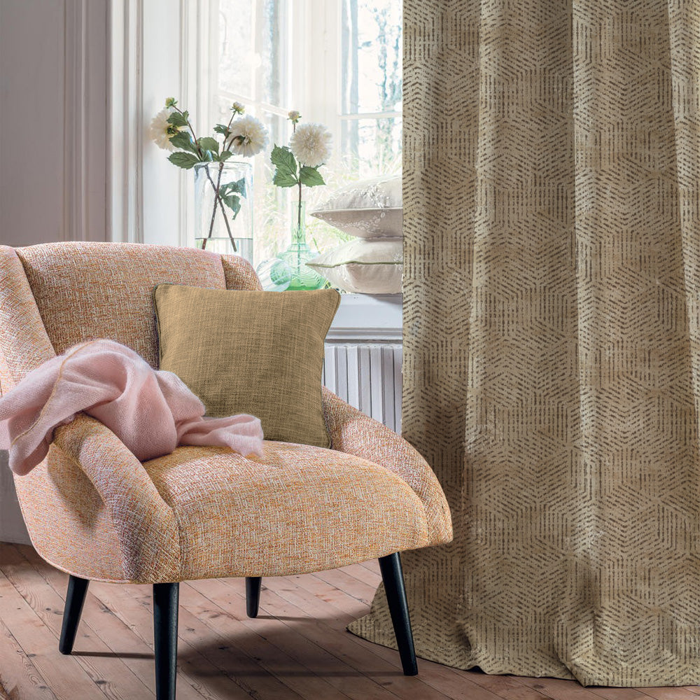 Elegent Geometric Print Matt Finish Room Darkening Curtain Set of 2 MTDS527F