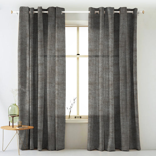 Elegent Geometric Print Matt Finish Room Darkening Curtain Set of 2 MTDS527G