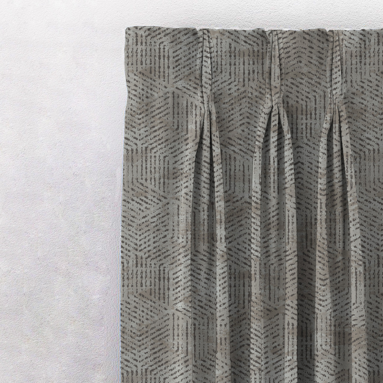 Elegent Geometric Print Matt Finish Room Darkening Curtain Set of 2 MTDS527G