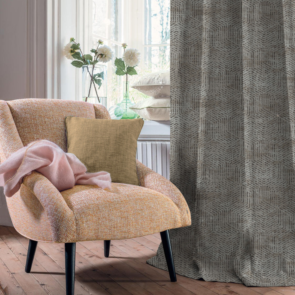 Elegent Geometric Print Matt Finish Room Darkening Curtain Set of 2 MTDS527G