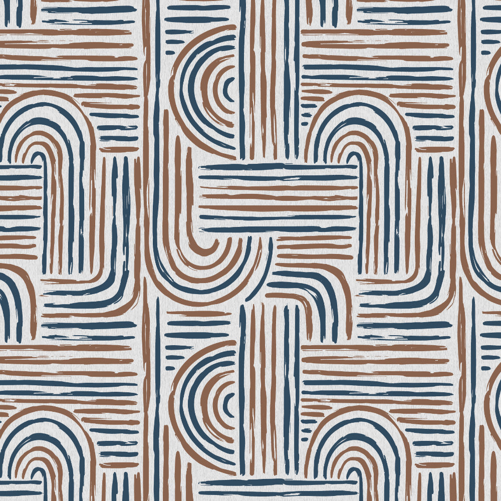 Poetic Curves Geometric Mocha Brown Heavy Satin Room Darkening Curtains Set Of 2 - (DS528A)