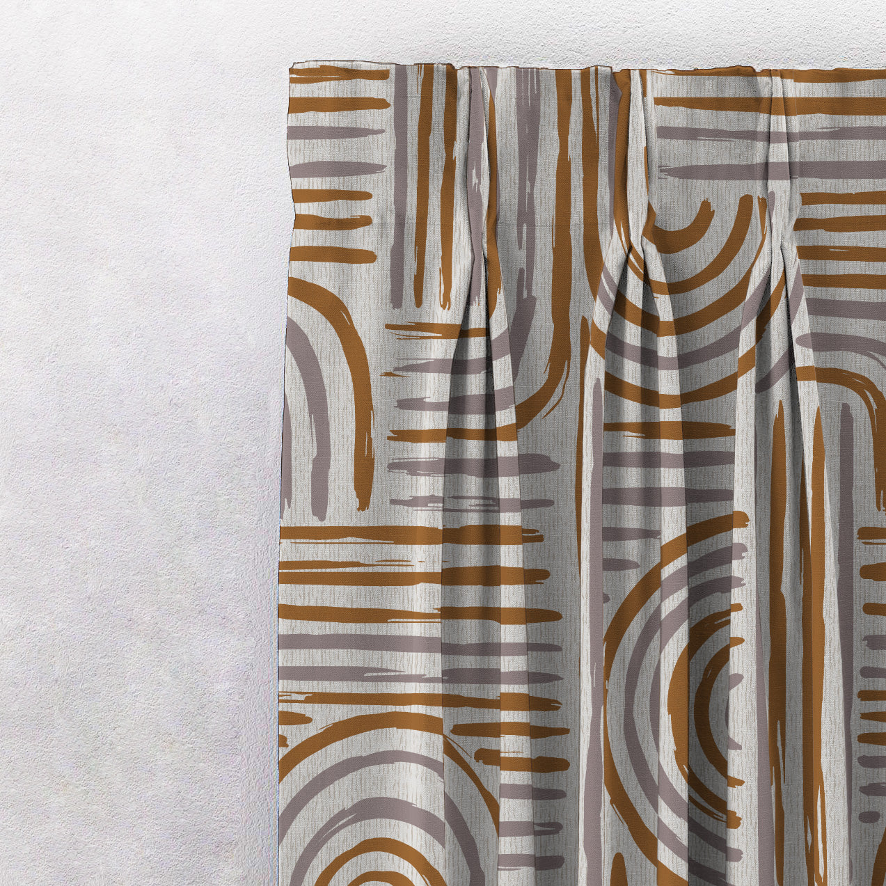 Poetic Curves Geometric Ash Grey Heavy Satin Room Darkening Curtains Set Of 2 - (DS528B)