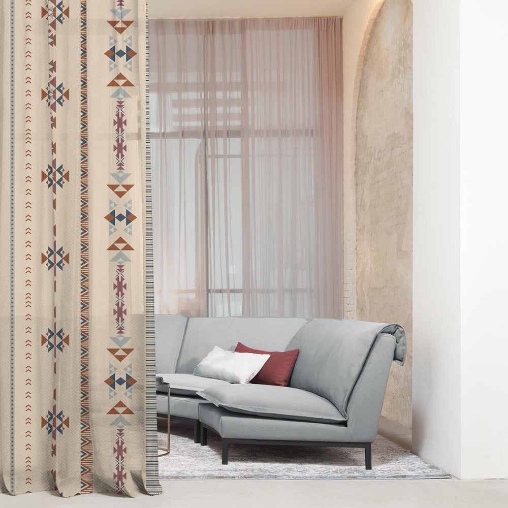 Digital Boho Printed Twill Textured Room Darkening Curtains Set Of 2 - DS529F