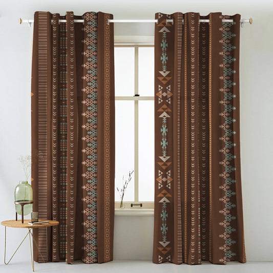 Digital Boho Printed Twill Textured Room Darkening Curtains Set Of 2 - DS529A