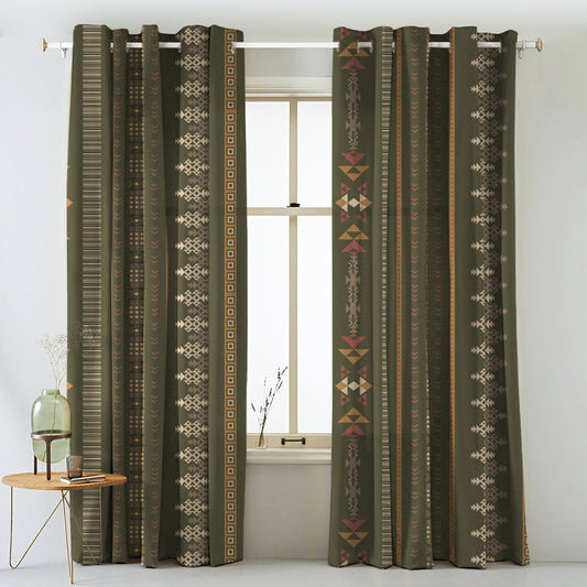 Digital Boho Printed Twill Textured Room Darkening Curtains Set Of 2 - DS529C