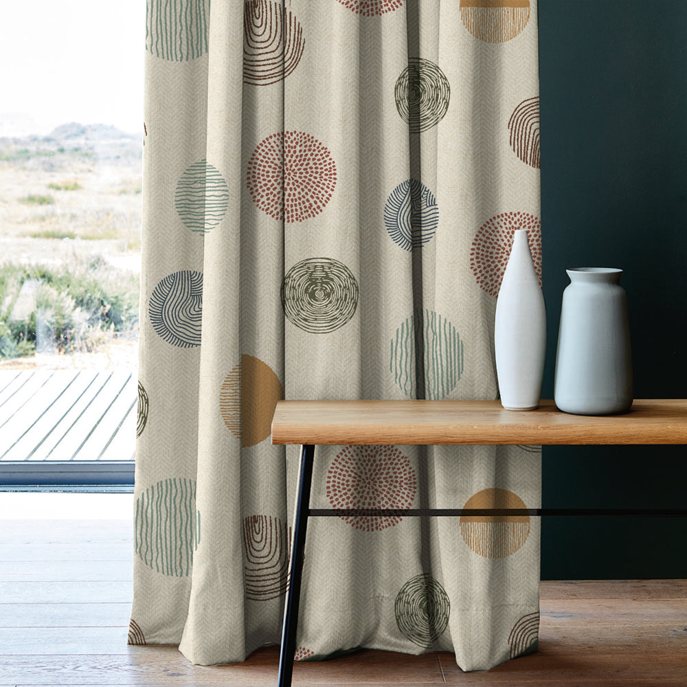 Digital Boho Printed Twill Textured Room Darkening Curtains Set Of 2 - DS530C