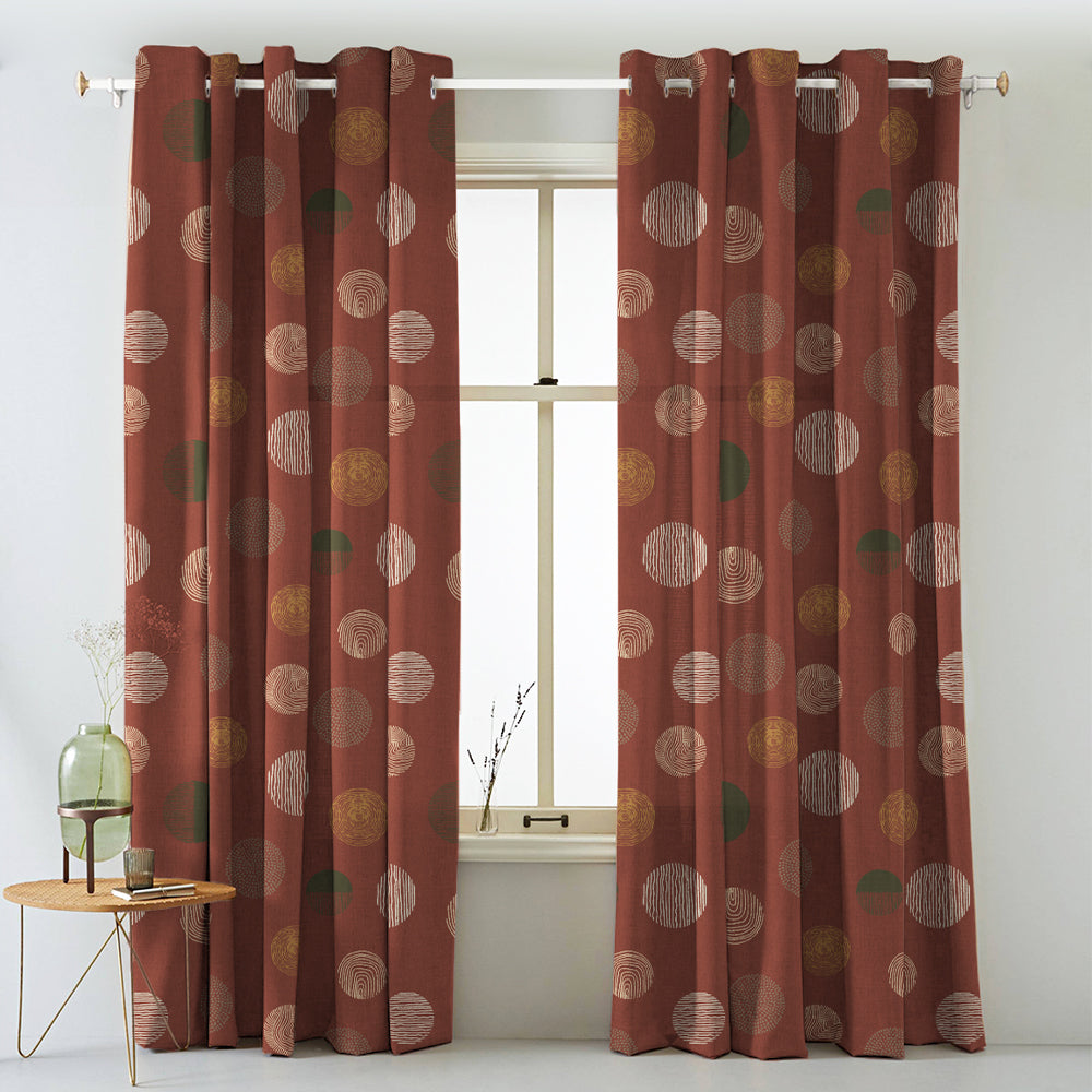 Digital Boho Printed Twill Textured Room Darkening Curtains Set Of 2 - DS530D