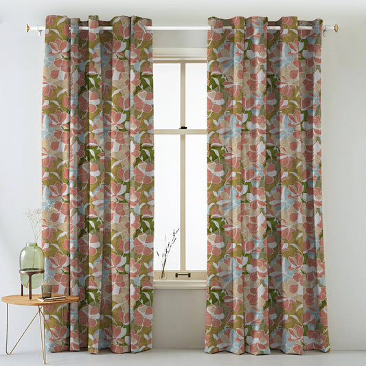 Digital Boho Printed Twill Textured Room Darkening Curtains Set Of 2 - DS531A