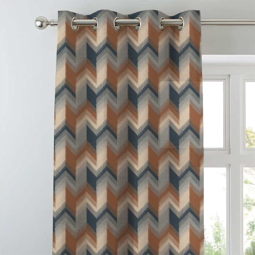 Digital Boho Printed Twill Textured Room Darkening Curtains Set Of 2 - DS533B