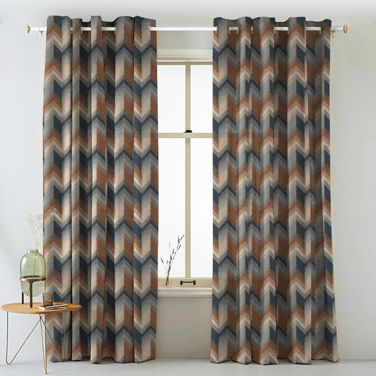 Digital Boho Printed Twill Textured Room Darkening Curtains Set Of 2 - DS533B