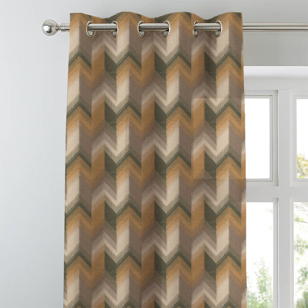 Digital Boho Printed Twill Textured Room Darkening Curtains Set Of 2 - DS533C