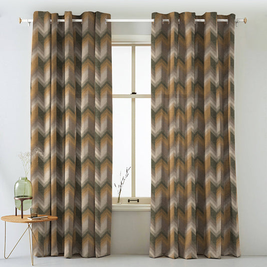 Digital Boho Printed Twill Textured Room Darkening Curtains Set Of 2 - DS533C