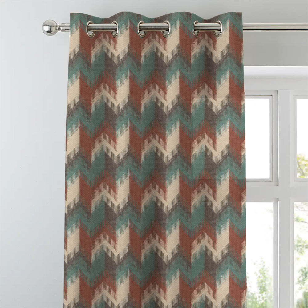 Digital Boho Printed Twill Textured Room Darkening Curtains Set Of 2 - DS533D