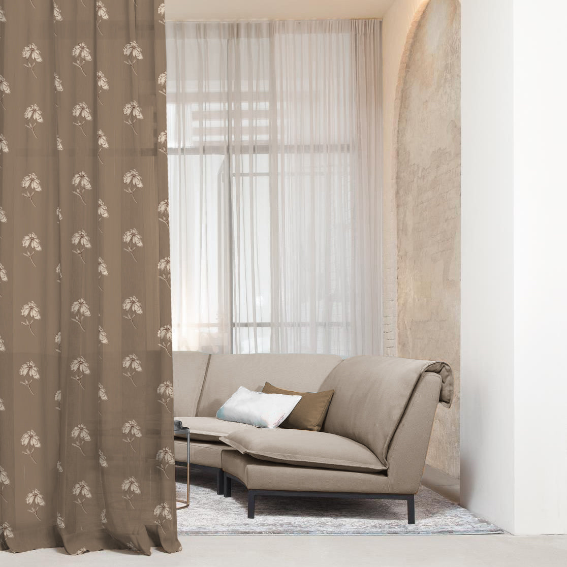 Digital Boho Printed Twill Textured Room Darkening Curtains Set Of 2 - DS534A