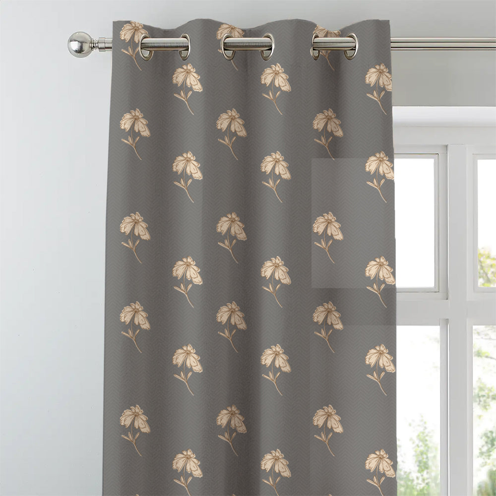Digital Boho Printed Twill Textured Room Darkening Curtains Set Of 2 - DS534C