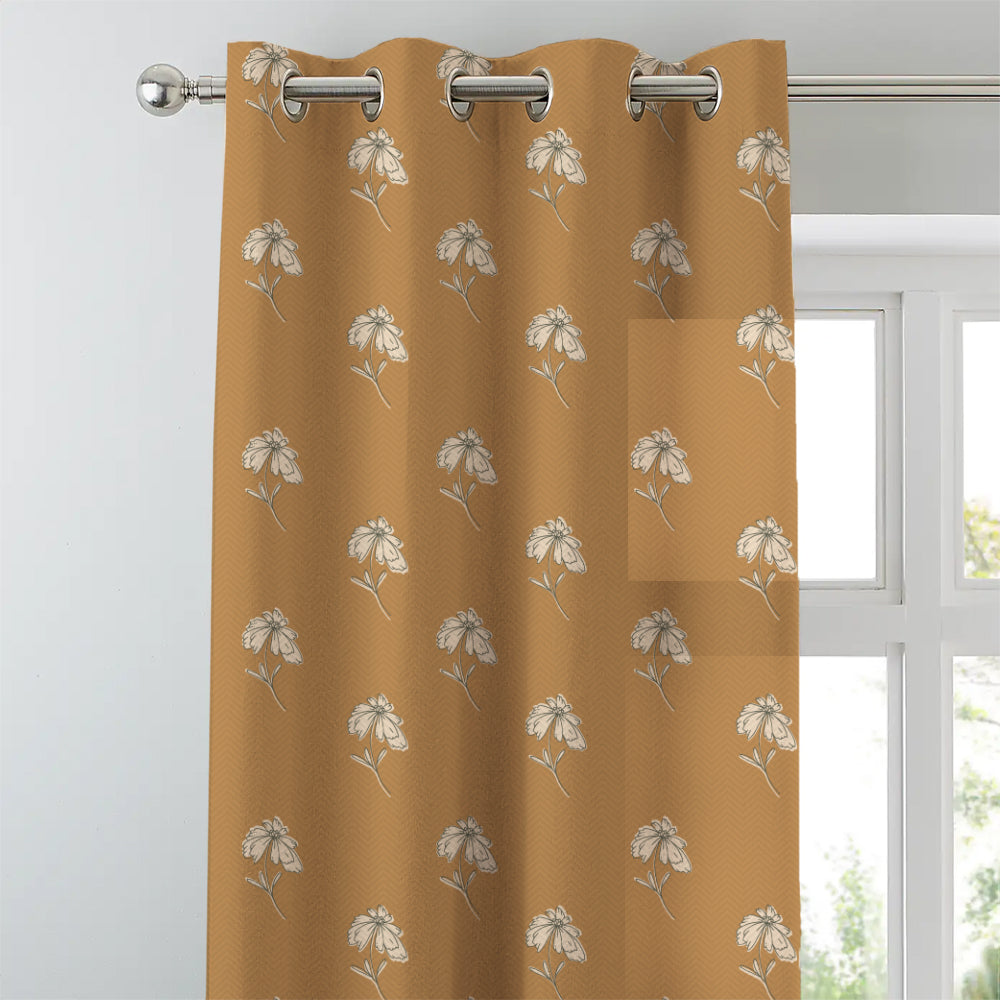 Digital Boho Printed Twill Textured Room Darkening Curtains Set Of 2 - DS534F